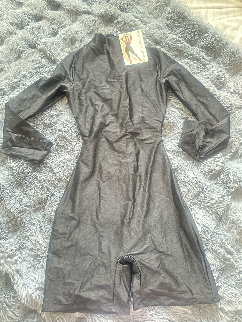 naked wardrobe metallic black shimmer romper